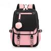 Large School Bags for Teenage Girls USB Port Canvas Schoolbag Student Book Bag Fashion Black Pink Teen School Backpack