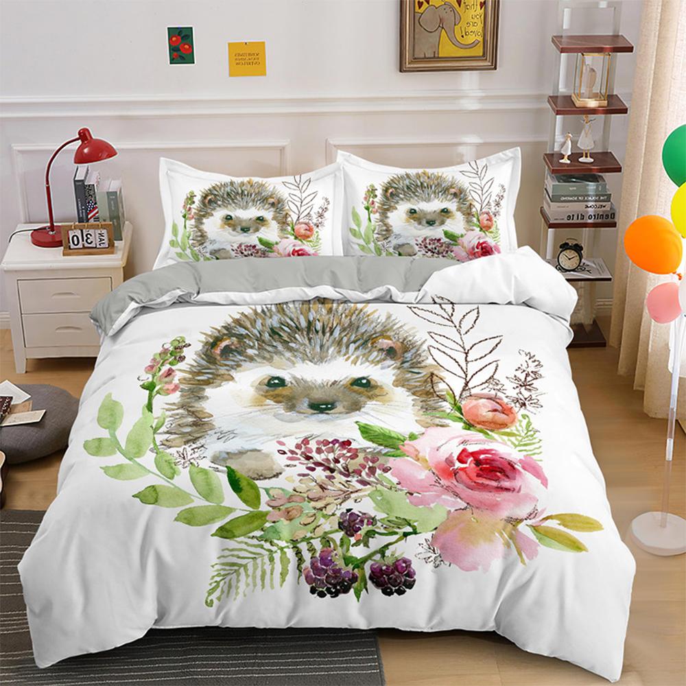 Комплект пододеяльника с 3D мультяшным принтом ежика, милый комплект постельного белья на тему животных, размер кинг, полиэстеровый чехол для одеяла для ребенка, мальчика, девочки
