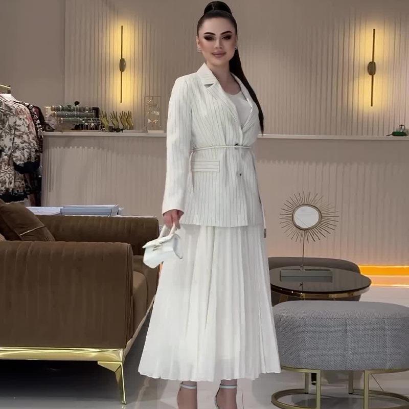 Элегантный женский универсальный костюм и длинное платье в европейском и американском стиле на осень 2024 года