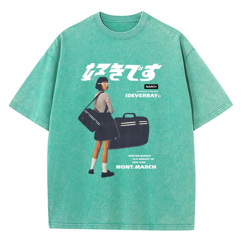 Летняя женская хлопковая стираная футболка March Old Memory Of New Time школьная форма для девочек с принтом топы свободная одежда