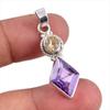 Натуральный Аметист, Цитрин Драгоценный камень 925 Стерлинговое серебро Ювелирная подвеска 1.50" k8o85