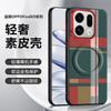 Чехол для Oppo Find X9 и X9 Pro Красный Зеленый Полосатый Рисунок Кожаный Magsafe Индивидуальные Металлические Кнопки Матовый Противоскользящий Захват Мягкий Чехол