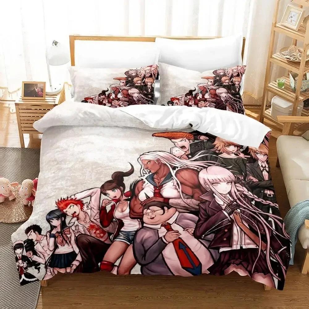 Модный Аниме Danganronpa Комплект Постельного Белья С Принтом Комплект Постельного Белья С Наволочкой Мягкое Покрывало Для Кровати Мягкое Односпальное Двуспальное Квин Супер Кинг-Сайз Размеры