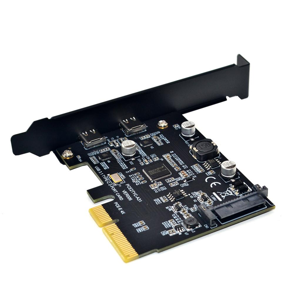 Карта расширения PCI-E 4X на 2 порта USB 3.1 Gen2 Type-C 10 Гбит/с для настольного ПК