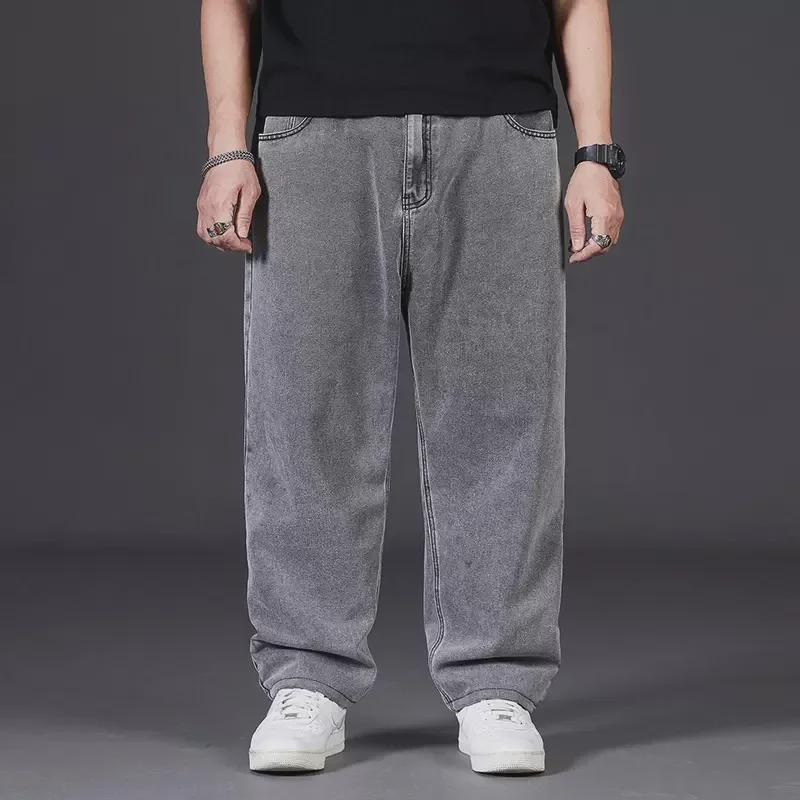 Men's Plus Size Autumn Loose Straight Wide-Leg Elastic Waist Jeans