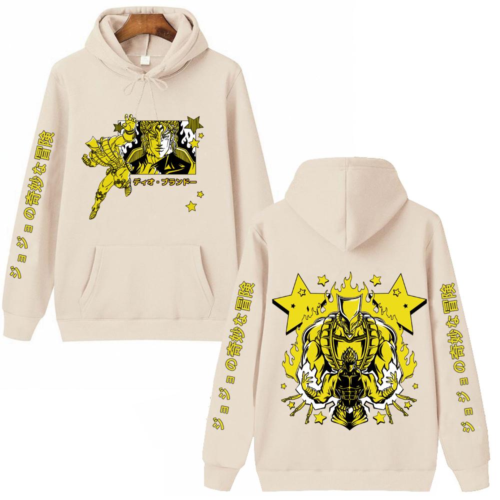 Harajuku Anime JoJo's Bizarre Adventure Dio Funny Graphic Printed Hooded Men Women Manga Hoodies Casual Sweatshirt Male Pullover
