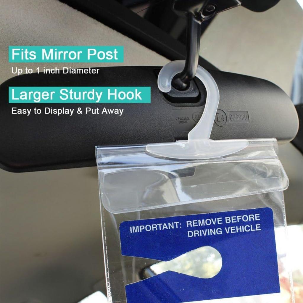 Disabled Parking Card Holder, Clear Disabled Permit Holder With Large Hook (Certification Card Not Included)