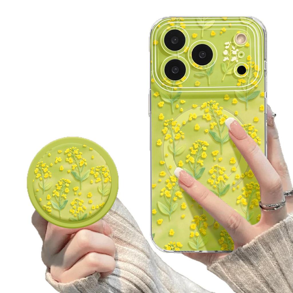Чехол для iPhone 17 с цветком рапса для Apple 16 Pro Max, Весенний 15 Свежий Магнитный 13, 14 Новый Стиль Обложка