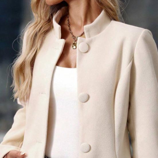 Женское полупальто из смесовой шерсти, однобортное короткое тренчкот, пиджак с воротником-стойкой, нарядная верхняя одежда на осень-зиму