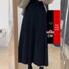 Women's Petite High-Waisted Gray Wool Pleated A-Line Skirt for Spring/Summer