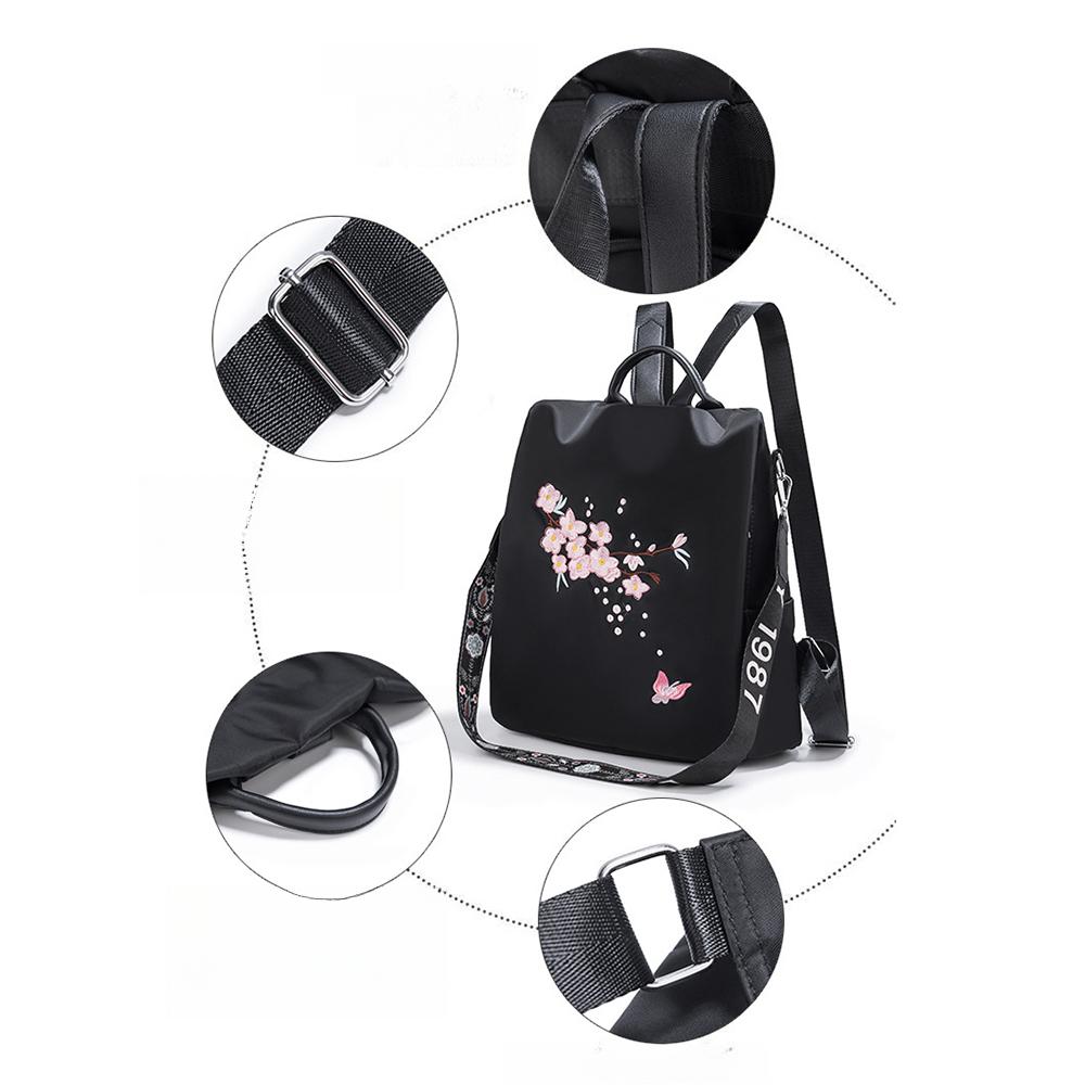 Противоугонный модный износостойкий рюкзак для отдыха и путешествий, женский рюкзак из ткани Оксфорд с цветочной вышивкой, школьная сумка для девочек