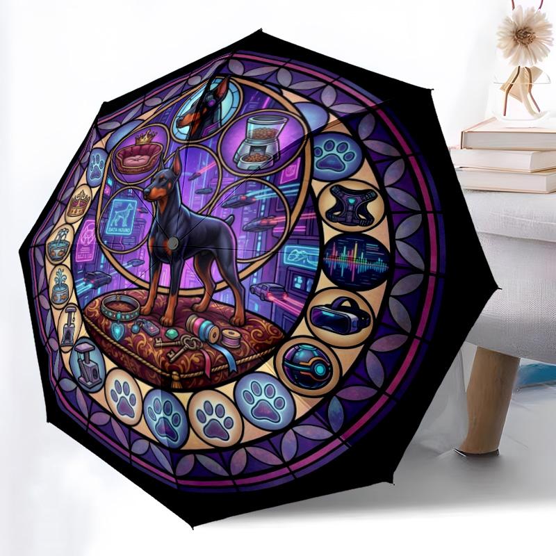 Cyberpunk Data Hound pattern umbrella, portable and foldable design, 8 ribs, a casual accessory for Halloween, Christmas, and birthday gifts.