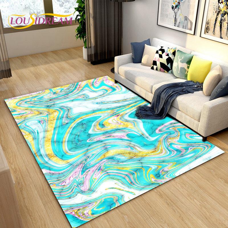 Скандинавский черный цвет, золотой мраморный коврик, большой, ковер для гостиной, спальни, дивана, коврик для украшения, детский нескользящий напольный коврик
