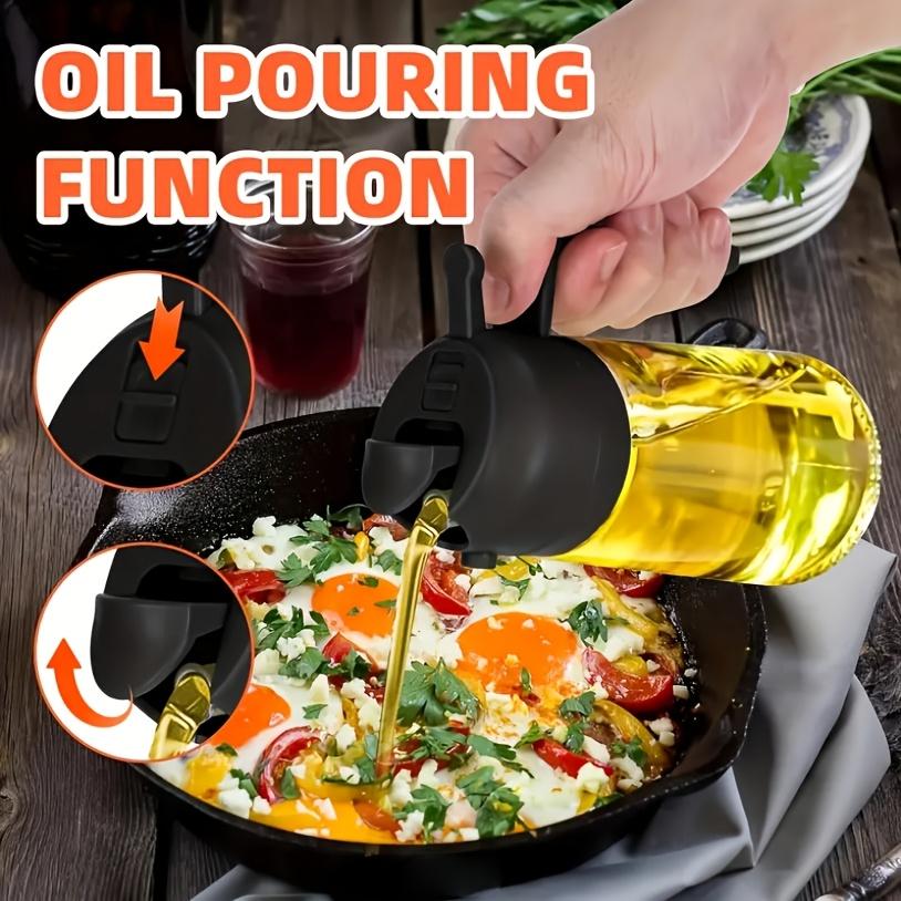 1pc Leak-Proof Olive Oil Spray Bottle - Dual-Use Plastic Dispenser with Fine Mist & Pour Spout, Ideal for Salads, BBQ & Cooking, Easy Hand-Wash