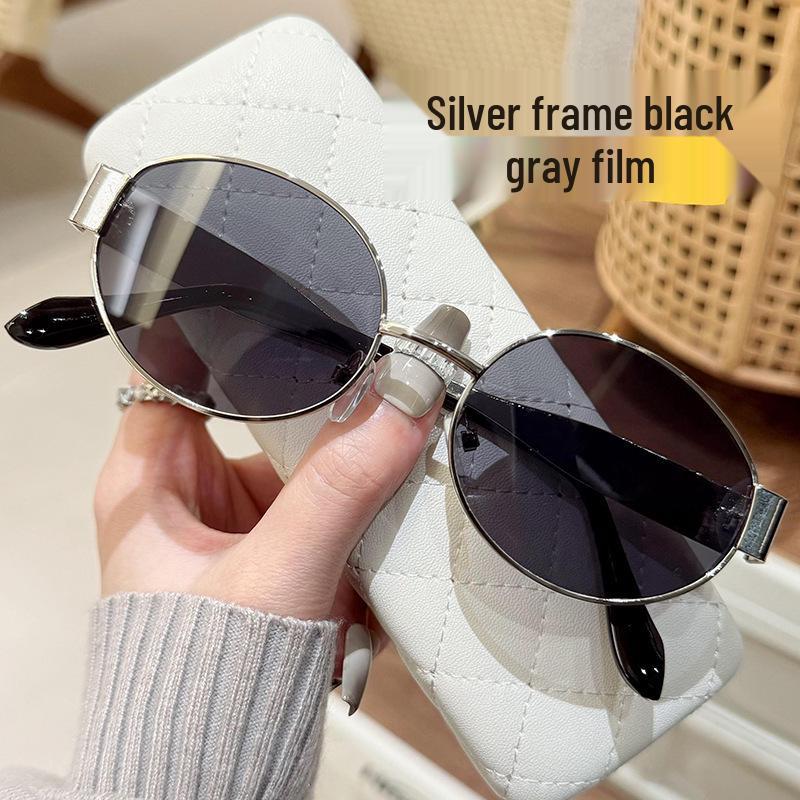 Гонконгские ретро-солнцезащитные очки «Кошачий глаз» для женщин с высококачественной металлической овальной оправой, с возможностью установки линз по рецепту.