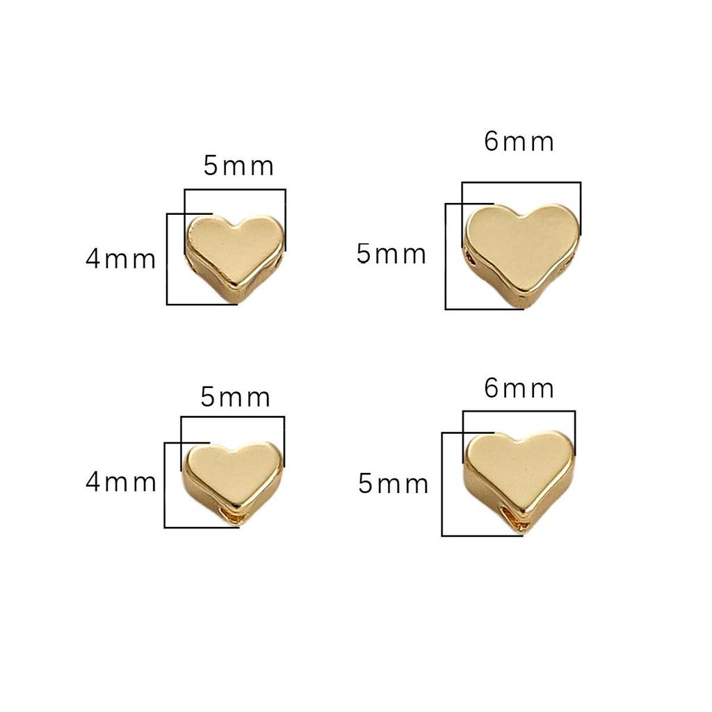 10pcs Copper Heart Beads Charm for Bracelet Earring Necklace DIY Jewelry Making