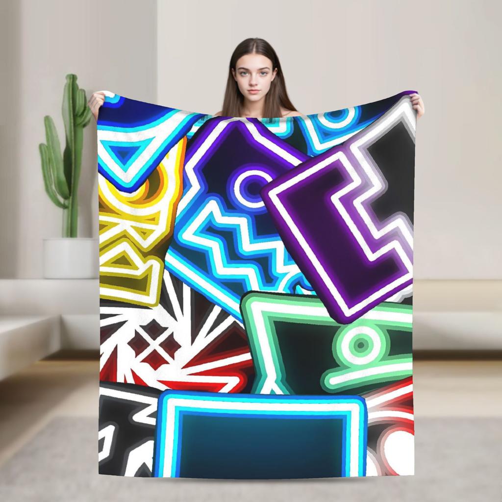 Geometry Gaming Dashed  Warm Blanket  Boy Girl Plush Throw Blanket Funny Living Room Flannel Bedspread Sofa Bed Cover