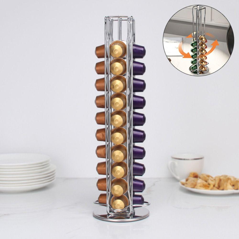 360 Degree Rotatable Coffee Capsules Holder Plating Coffee Capsule Rack Tower Coffee Tools