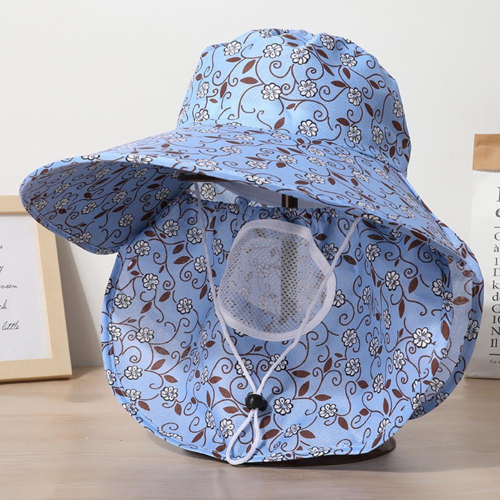 Face Mask Sunshade Shawl Cap Printing Agricultural Work Hat Casual Wide Brim Sun Hat Outdoor