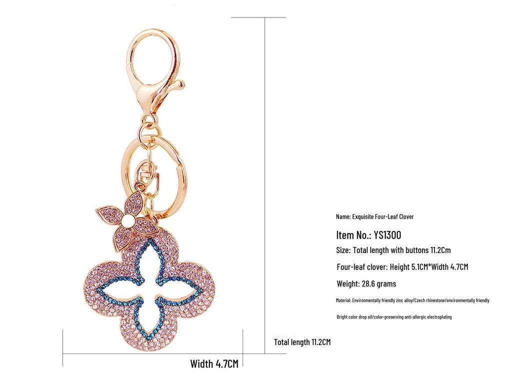 Exquisite Four-Leaf Clover Alloy Keychain Charm - Perfect Gift for Girlfriend, Bag Accent, or Keyring Accessory.