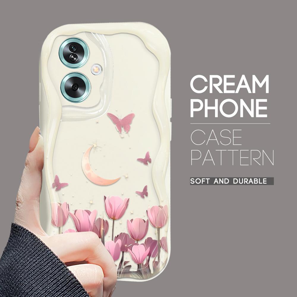 Милый мультяшный узор, кремовая текстура, мягкий силиконовый чехол с волнистыми краями, чехол для телефона для OPPO Reno Realme