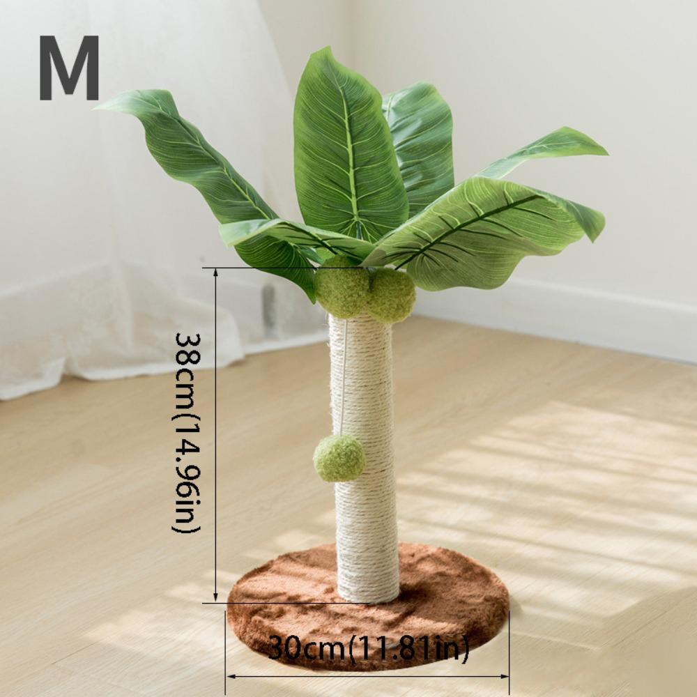 Сизалевая веревка Когтеточка для кошек Деревянная дорожка с шариком Прочная конструкция Кошачье дерево Зеленые листья Подвесные шарики Интерактивные игрушки Для использования в помещении