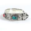 Great GUCCI Bangle Cat head Double G Le Marche des Merveilles Silver Turquoise Red Used