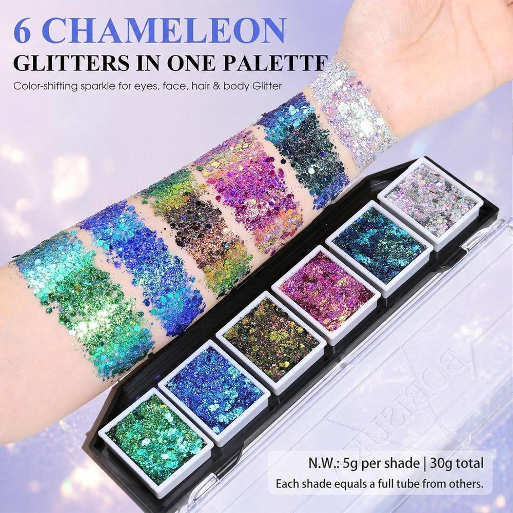 Removable Pans Color Shifting Glitter Quick Drying Hair Glitter Creative Gift Face Glitter