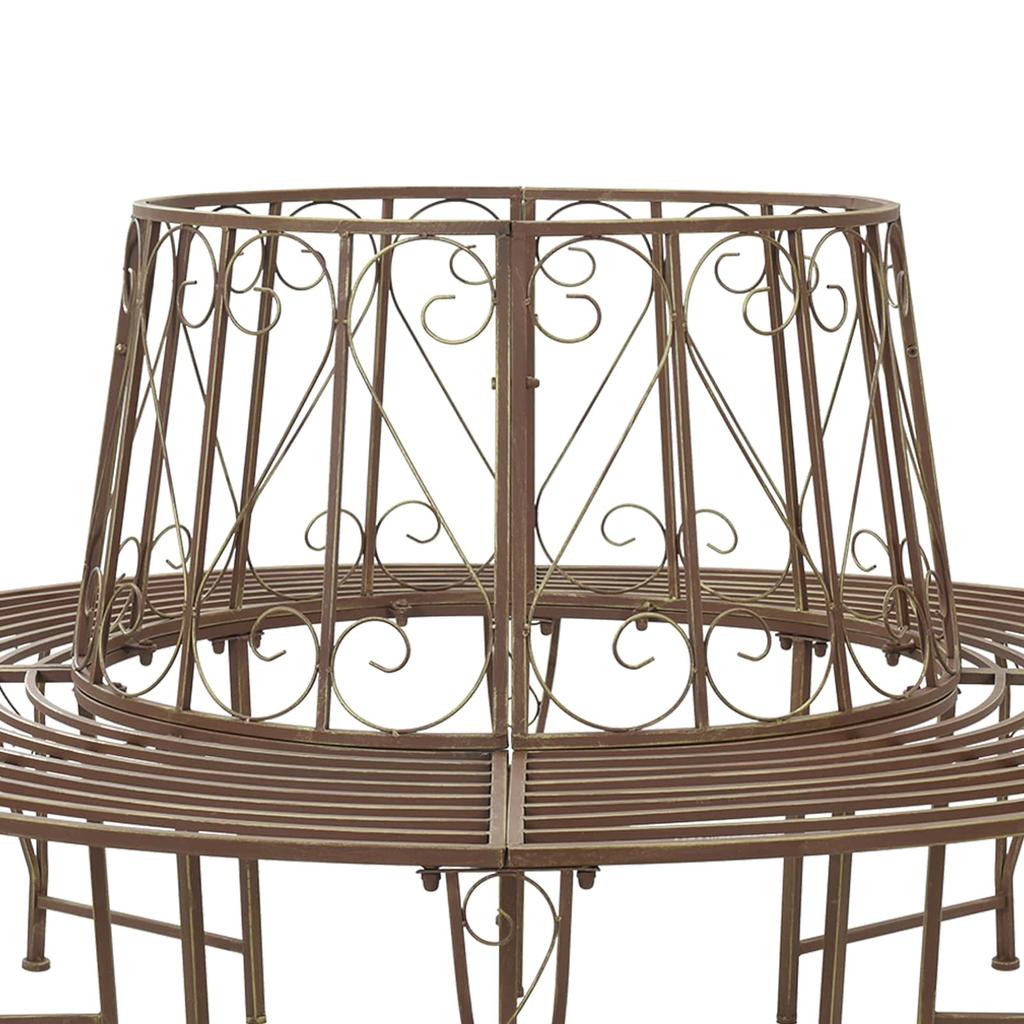 Tree Bench 8 Seat Capacity Ø 160 x 89 cm Antique Brown Steel Round