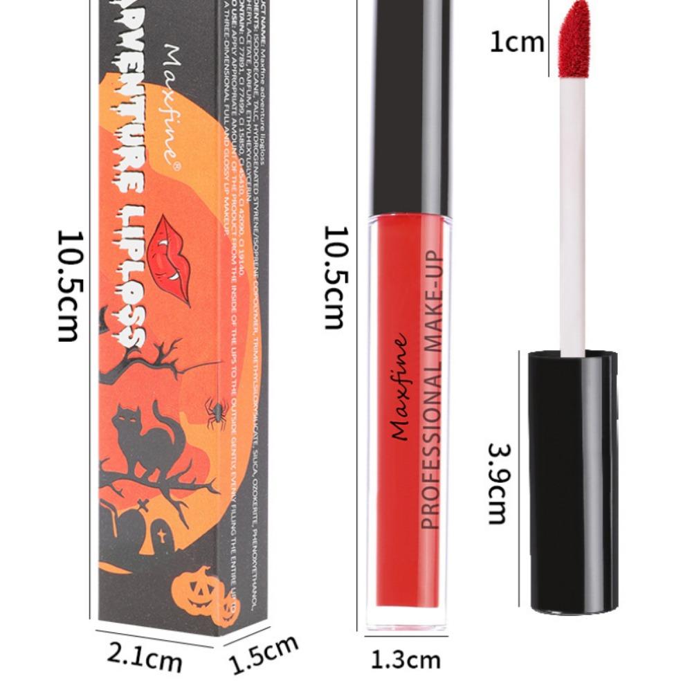 MAXFINE Halloween Lip Glaze Lipstick Without Dipping Cups, Waterproof, Not Discoloration