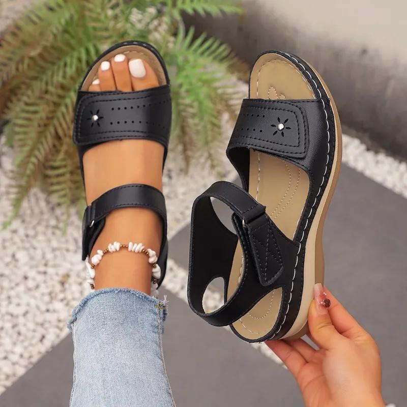 Plus Size Female Shoes Open Toe Women's Sandals Outdoor Casual Sandals Women Round Toe Hollow Wedges Shoes Women