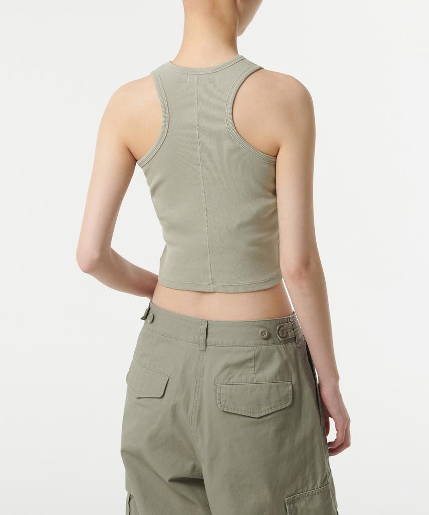 MUSINSA STANDARD WOMAN Women'S Ribbed Pigment Racer Back Tank Top [Sage]