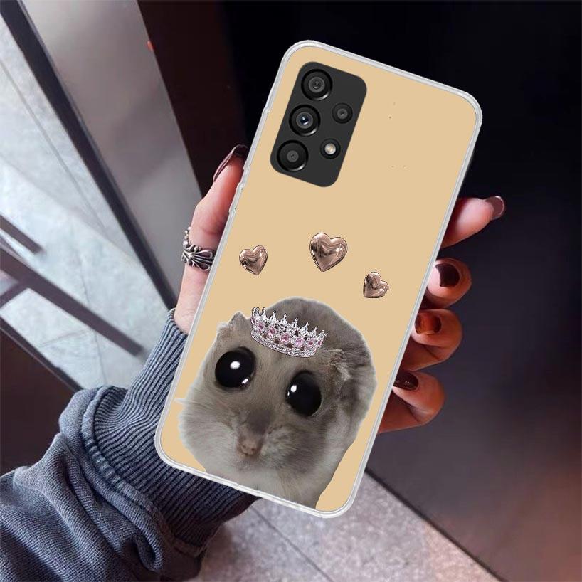 Funny Sad Hamster Meme Phone Case For Samsung Galaxy A12 A52S A42 A32 A22 A51 A50 Note 20 Ultra 10 S10 Plus A71 A70 A31 A30 A10S