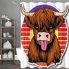 Cartoon Savage Cow Shower Curtain, Bathroom Decorative Shower Curtain, Waterproof Shower Curtain with Hooks