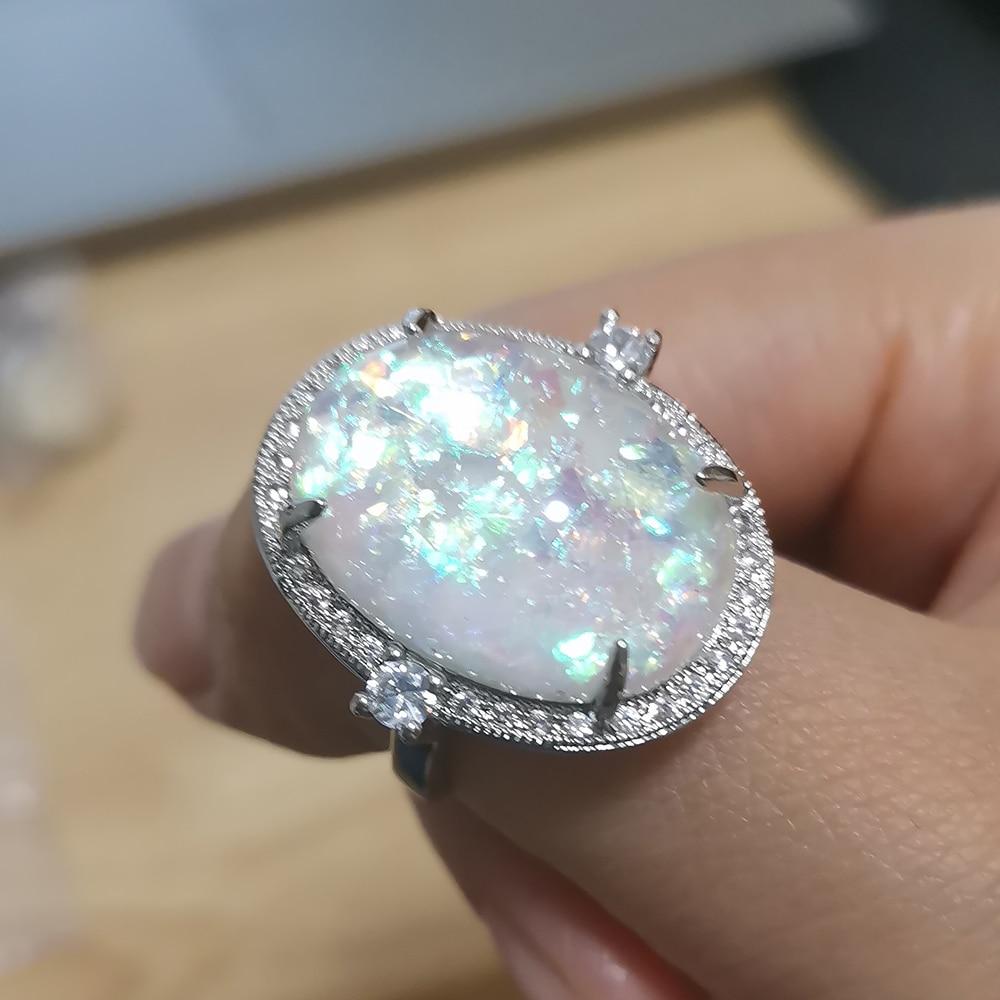 Women 'S 925 Sterling Silver Opal Ring Jewelry Ring Wholesale Size 6 -10