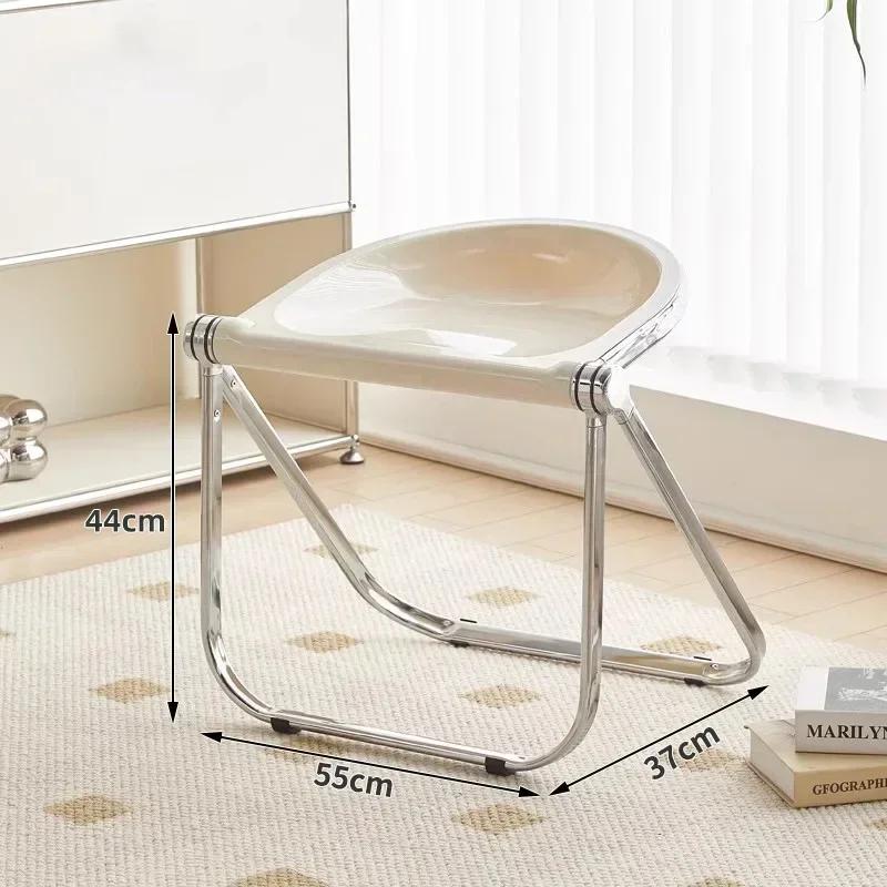 New Folding Chair Instagram Internet Celebrity Leisure Office Dining Chair Acrylic Makeup Stool Coffee Shop Metal Folding Chair