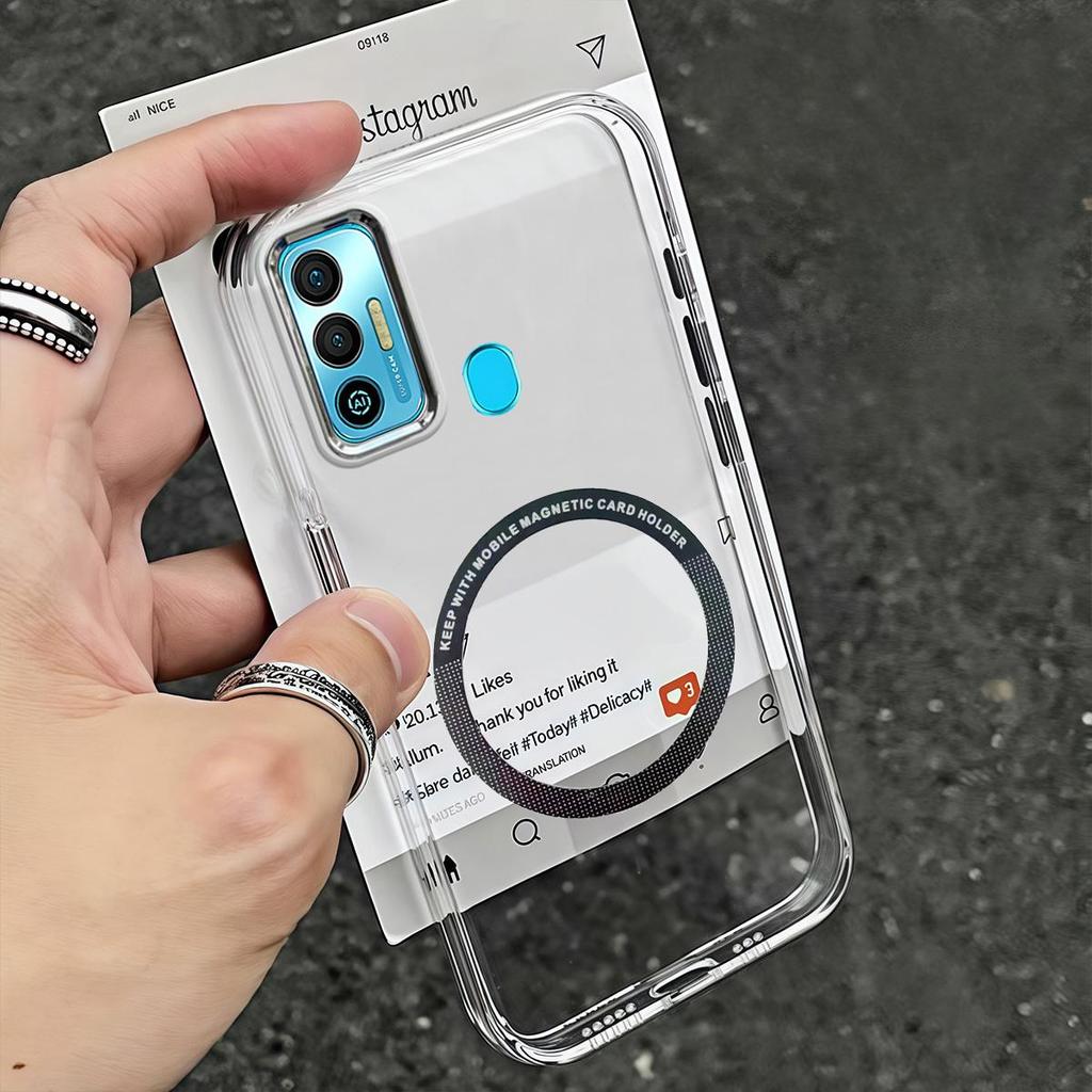 Case for TECNO SPARK 7T,7 Minimal Semi-Transparent Magnetic Casing Raised Electroplated Lens Bezel Anti-Slip Drop Resistant Protective Shell