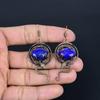 Lapis Lazuli 999 Copper Wire Wrapped Earrings, Handmade Gemstone Earrings Jewelry, Gifts For Wife Brand New Earrings