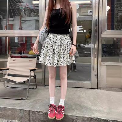 Новая летняя юбка для девочек с цветочным узором, тонкая, милая и универсальная, облегающая юбка с высокой талией