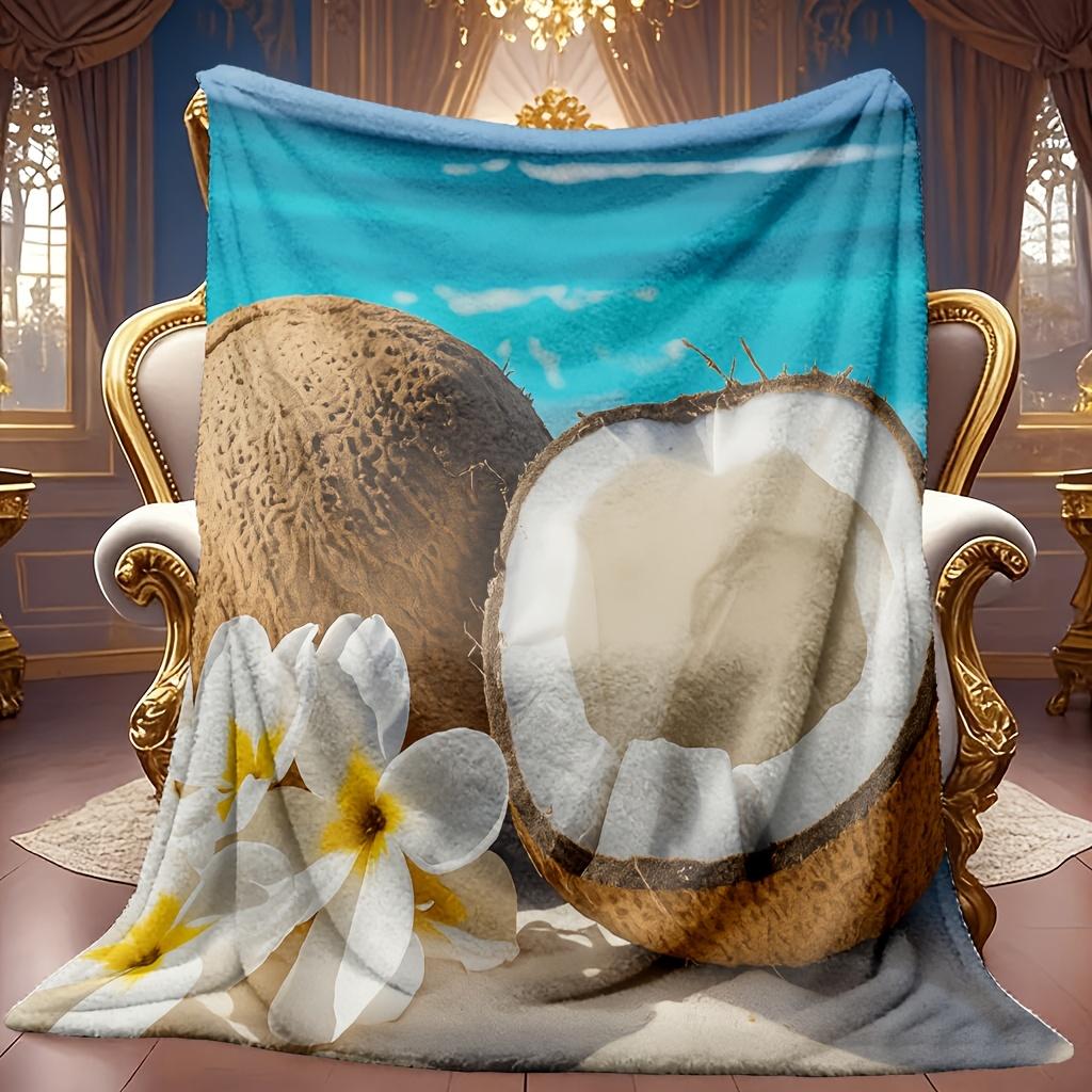 Island Fruit Motif Soft Warm Bed Throw Blanket Versatile Decorative Wrap For Coffee Shop Office Gym Dance Studio Lounge Room