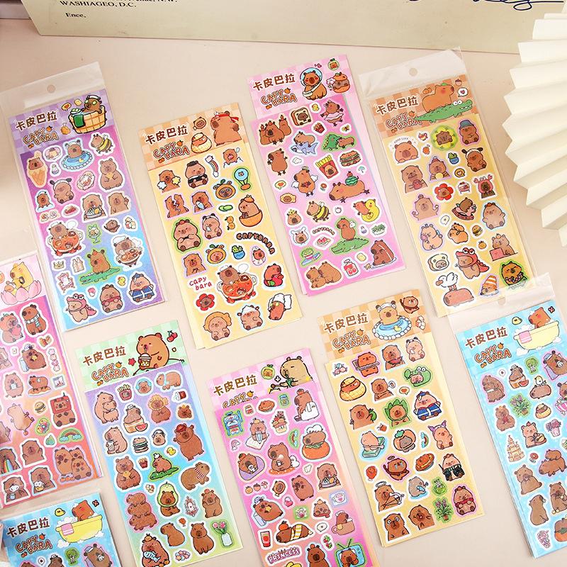 5 шт. канцелярские принадлежности Kawaii, милые наклейки Capybara, школьные принадлежности, украшения для дневника своими руками, скрапбукинг, журнал, наклейки для скетчбука