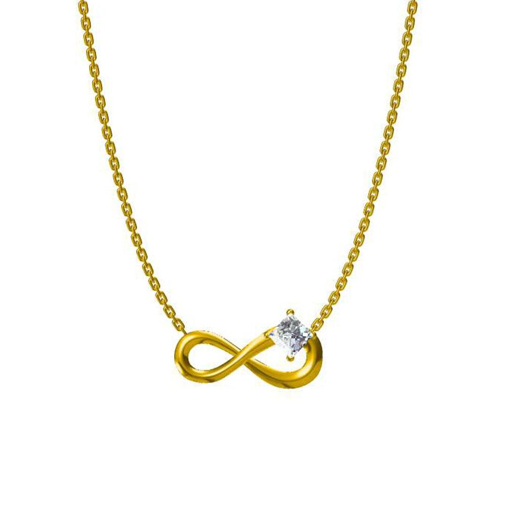 Stainless Steel Light Luxury High-End Sporty Micro-Inlaid Zircon Lucky Number Bamboo Pendant Necklace Accessory Infinite Loop
