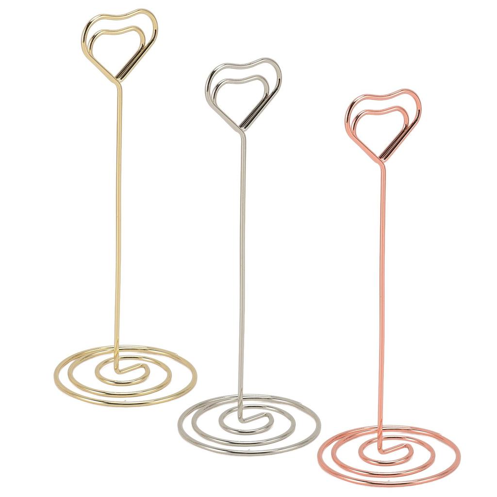 20 Pcs Table Number Holder 15cm Heart Shaped Place Card Holder Memo Clip Photo Stand