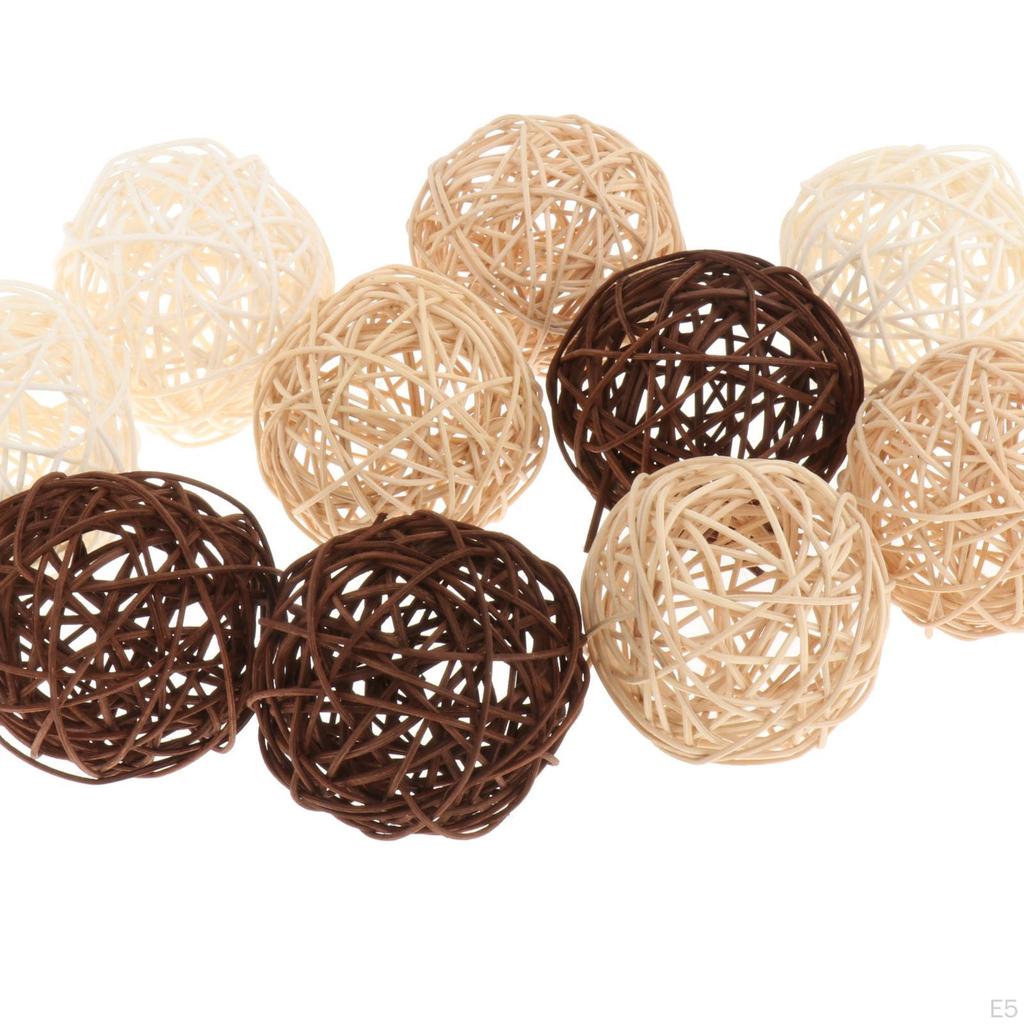 10 Pieces Decorative Rattan Balls Centerpiece Bowls Orbs Vase Fillers House Ornament for Wedding