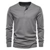 Men's Long Sleeve Henley Shirt Heavyweight Vintage Tough Men's Slim Round Neck Long Sleeve T-Shirt Mens