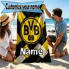 Custom Name Personalized Borussia Dortmund Print Beach Towel, for Trip Camping Beach Party Home Decor, Birthday Gift for Family & Friends