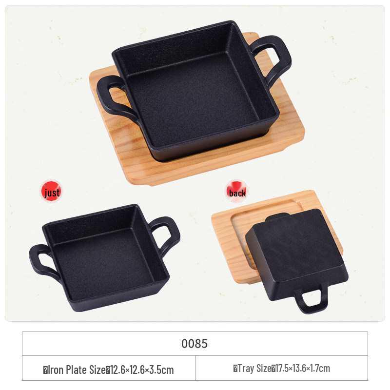 Cast Iron Rectangular Teppanyaki Barbecue Plate for Steak, Fish, and More