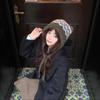 Autumn Winter 2025 New Woolen Hat Women Hepburn Style Striped Spliced Belt Thickened Warm Knitted Ear Protection Hat