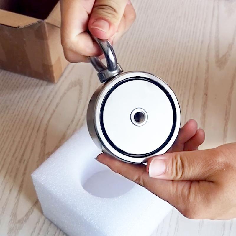 Сильный неодимовый магнит, двухсторонний поисковый магнит, крючок D74*28 мм, 400 кг