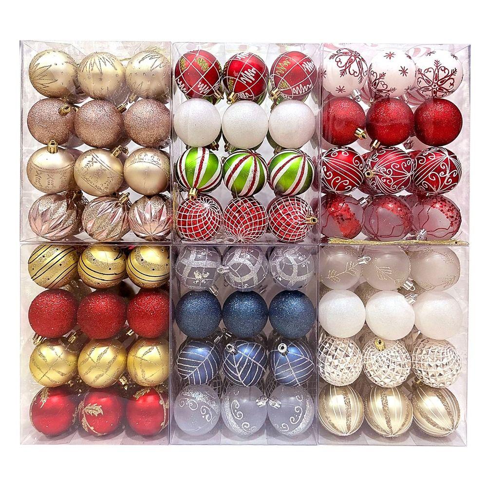 24Pcs/Box Plastic Christmas Colored Balls Electroplated Christmas Tree Hanging Pendant for Home